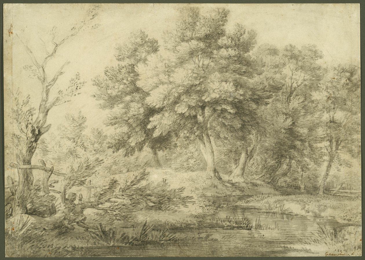 Zalesiony krajobraz ze strumieniem autorstwa Thomas Gainsborough