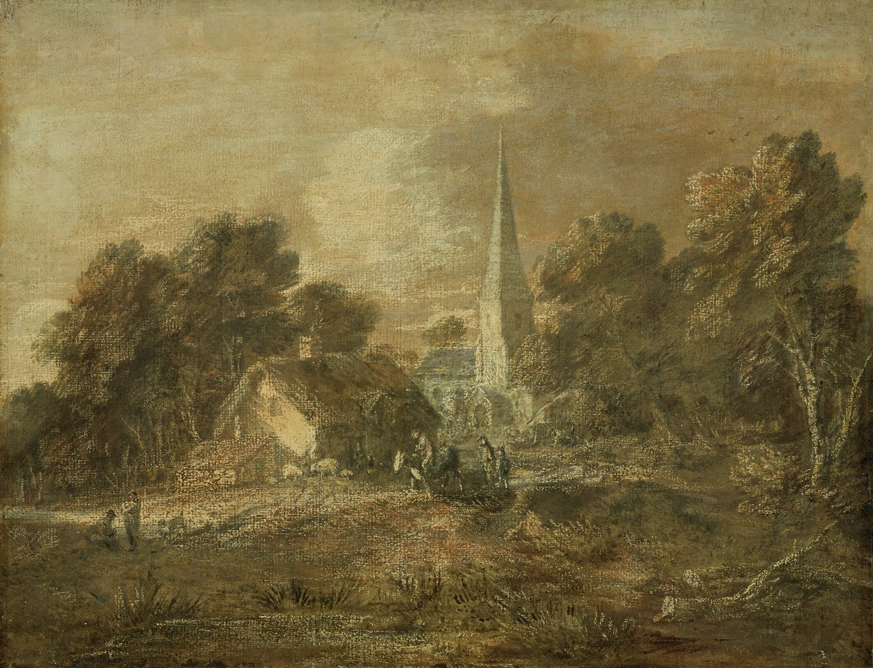Zalesiony krajobraz ze sceną wiejską autorstwa Thomas Gainsborough