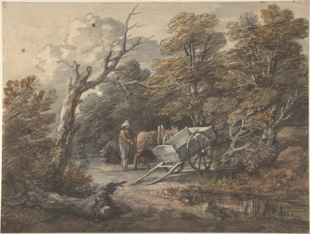 Scena leśna z chłopem, koniem i wozem autorstwa Thomas Gainsborough