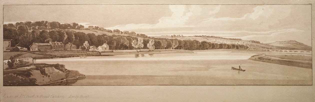 Wybór dwudziestu najbardziej malowniczych widoków w Paryżu: Widok św. Chmury..., 1802. autorstwa Thomas Girtin