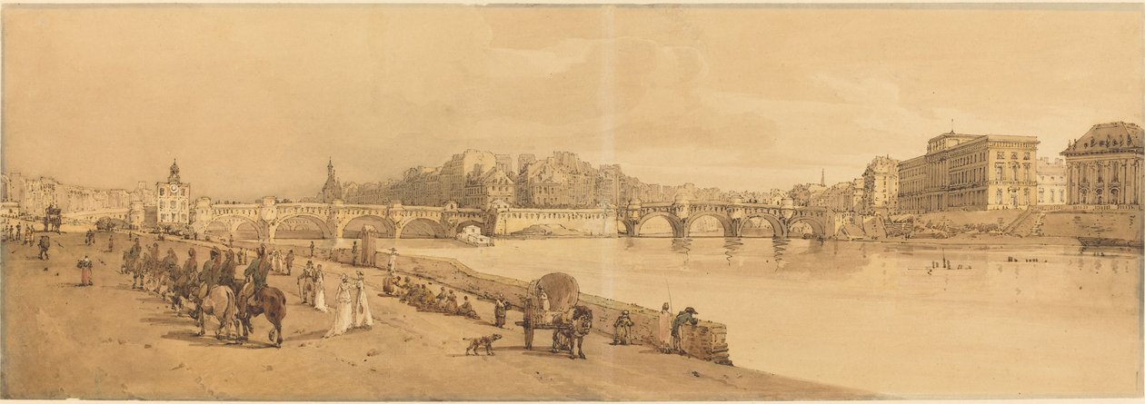 Widok na Pont Neuf, Mennicę itp.: pl.8 autorstwa Thomas Girtin