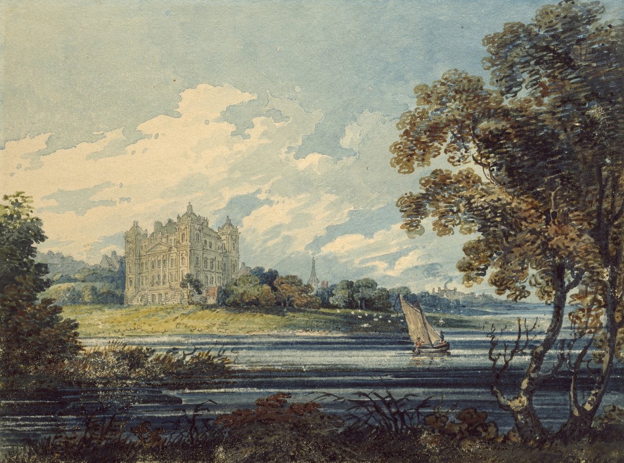 Duff House, Banff, 1794 (akwarela, z pewnymi skreśleniami, nad oznaczeniami w graficie) autorstwa Thomas Girtin