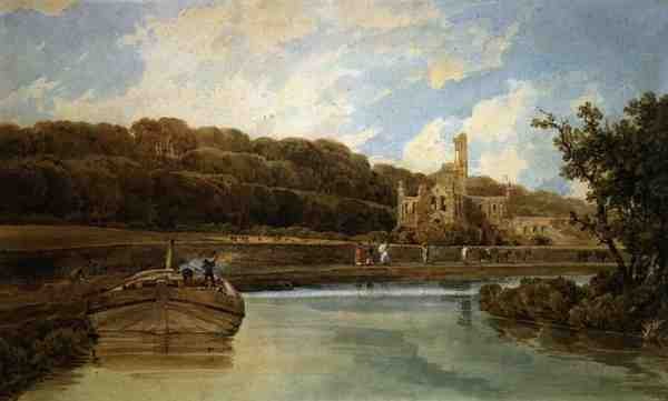 Opactwo Kirkstall, Yorkshire (akwarela na papierze) autorstwa Thomas Girtin