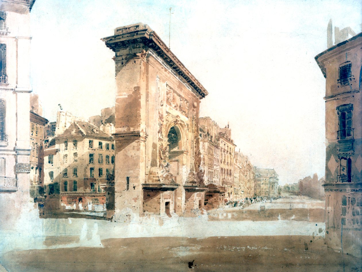 „Porte St Denis, Paryż”, 1800 autorstwa Thomas Girtin