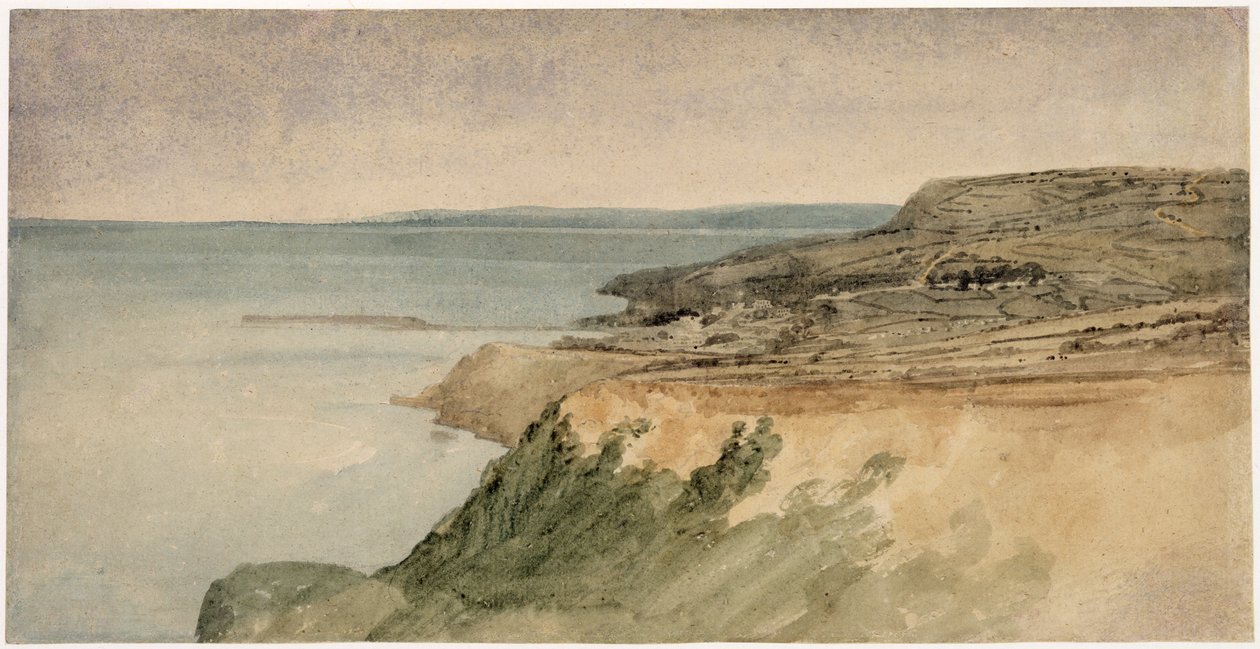 Lyme Regis, Dorset, ok. 1797 (wc nad ołówkiem na papierze strukturalnym) autorstwa Thomas Girtin