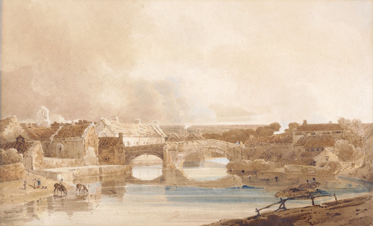 Morpeth Bridge, Northumberland, ok. 1801 (ołówek i akwarela na papierze) autorstwa Thomas Girtin