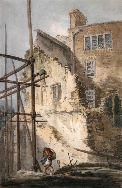 Fragmenty pozostałości starego Drury Lane (akwarela na papierze) autorstwa Thomas Girtin