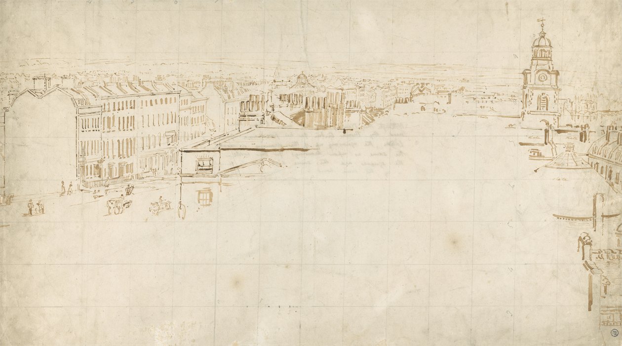 Szkic do Eidometropolis, ok. 1801 (tusz na papierze) autorstwa Thomas Girtin