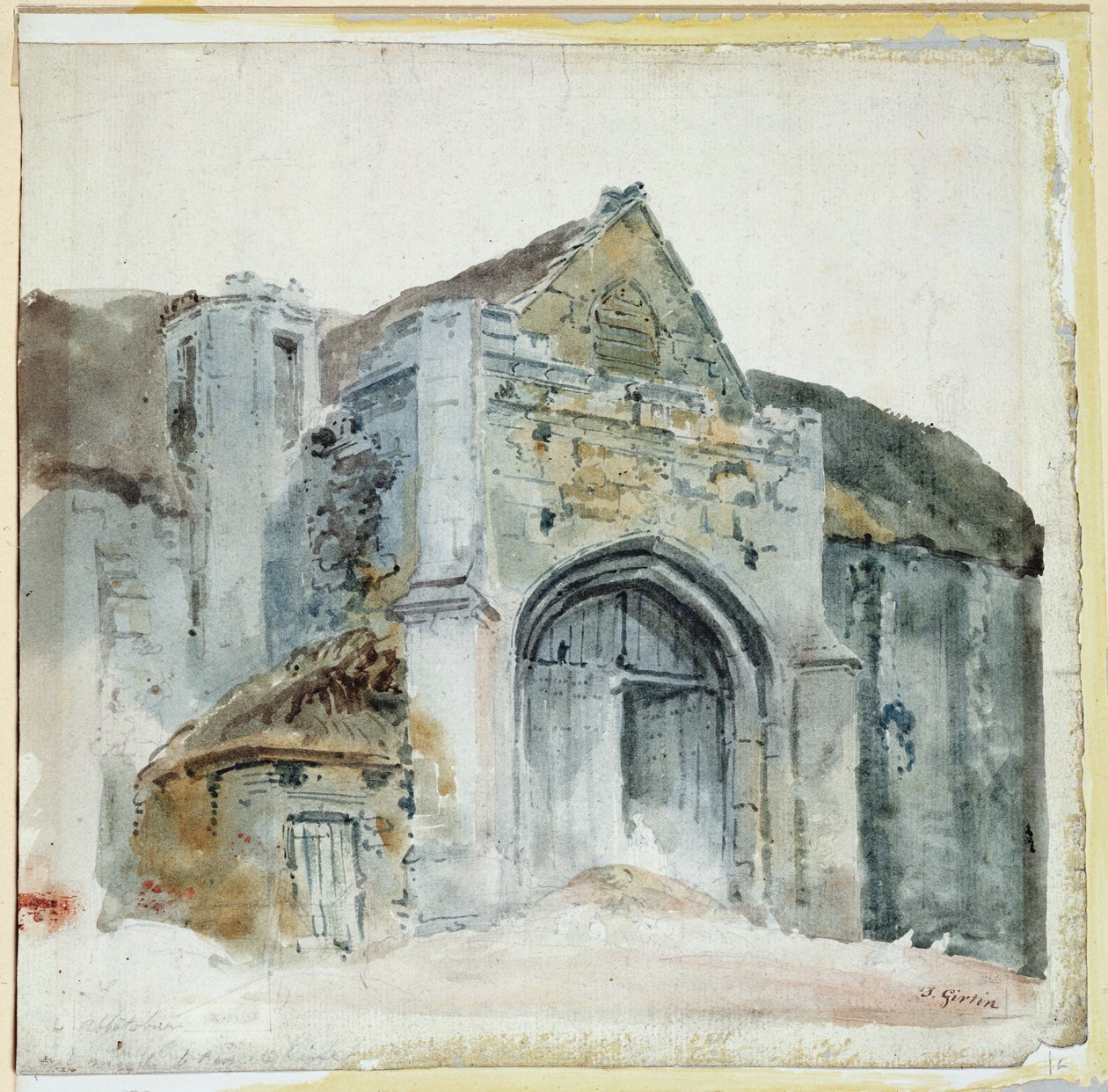 The Tithe Barn, Abbotsbury (akwarela na papierze) autorstwa Thomas Girtin
