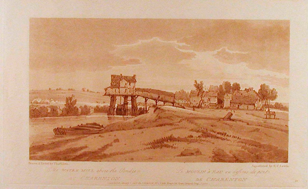 Die Wassermühle über der Brücke bei Charenton autorstwa Thomas Girtin