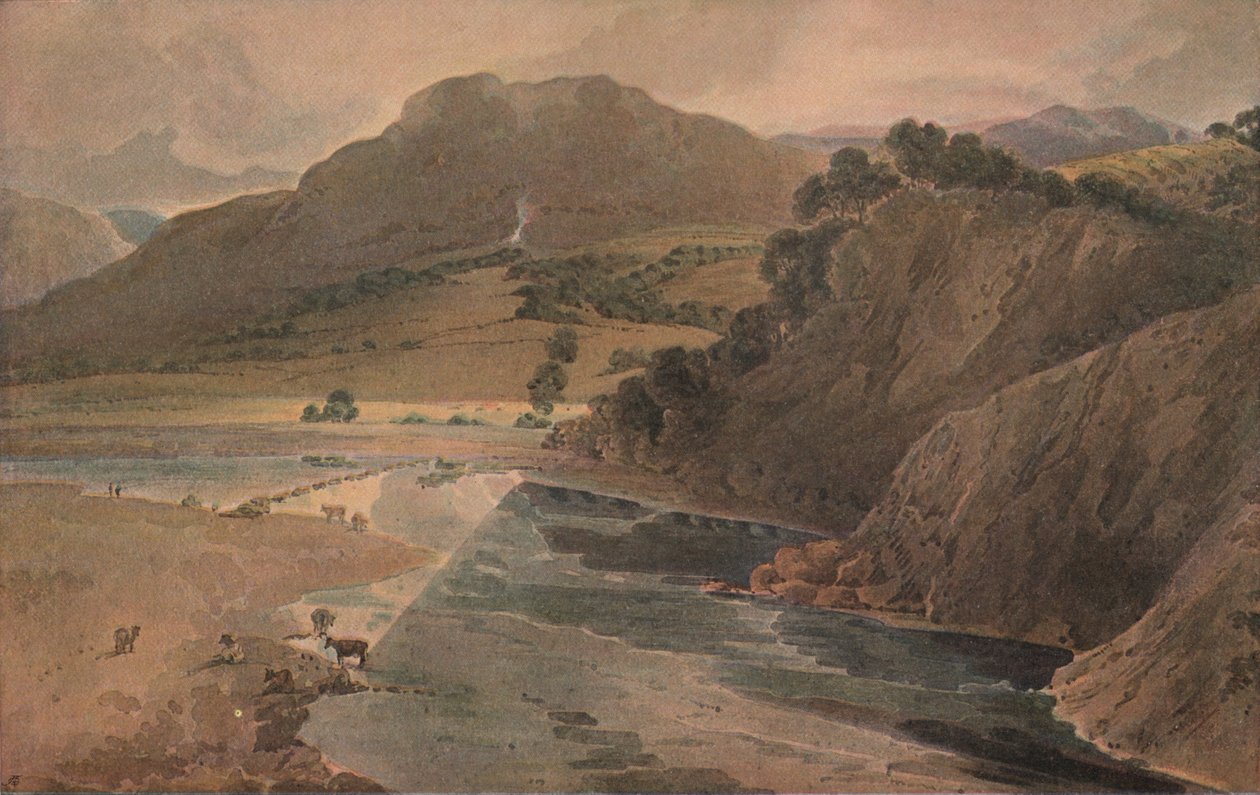 Ostoi na Wharfe, nad Bolton Abbey, Yorkshire, 1801 autorstwa Thomas Girtin