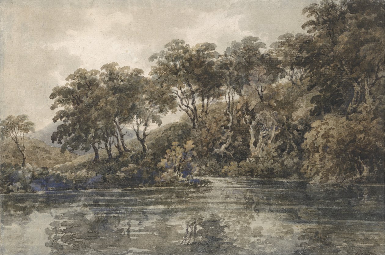 Drzewa i stawy w pobliżu Bromley, Kent, ok. 1798 (w/c na ołówku z kolorem ciała na papierze) autorstwa Thomas Girtin