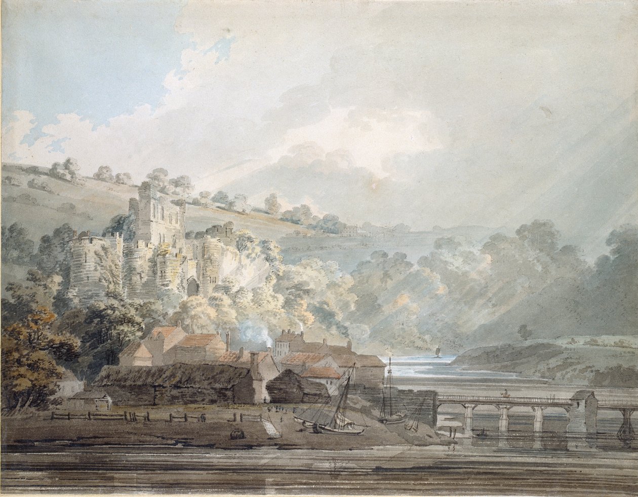 Widok Chepstow, Monmouthshire, ok. 1791-1792 autorstwa Thomas Girtin