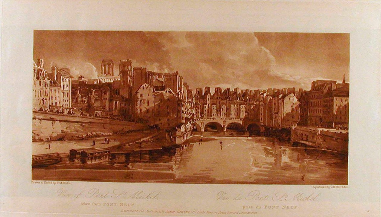 Ansicht der Pont St. Michel vom Pont Neuf aus autorstwa Thomas Girtin
