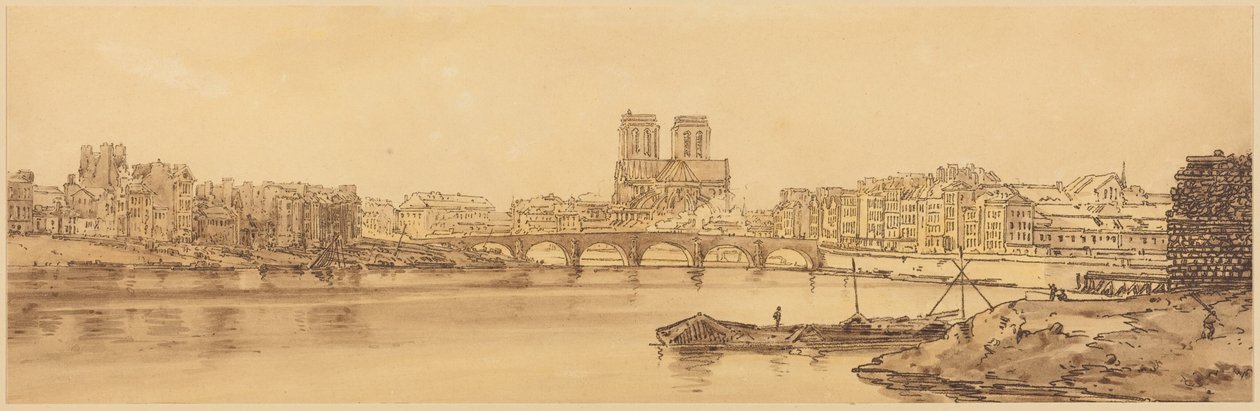 Widok na Pont de la Tournelle i Notre-Dame od strony Arsenału: tablica 11 autorstwa Thomas Girtin