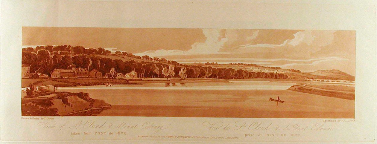 Widok na St. Cloud i Mount Cavalry z mostu Pont de Sève autorstwa Thomas Girtin