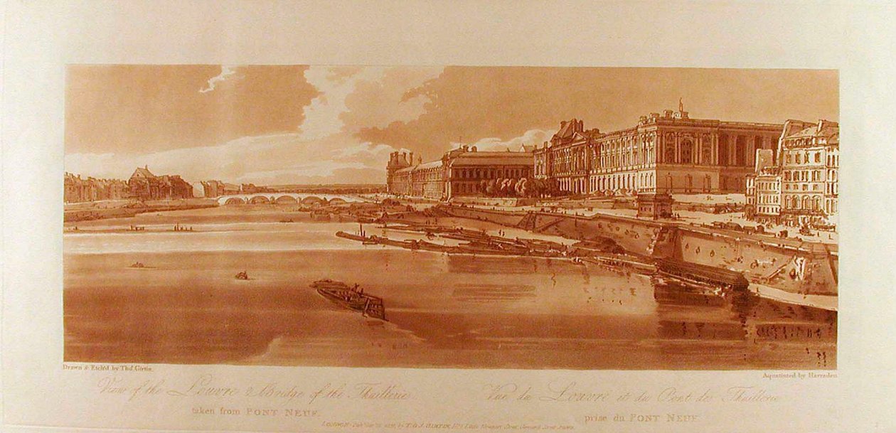 Ansicht des Louvre und der Brücke der Thuilleries vom Pont-Neuf aus autorstwa Thomas Girtin