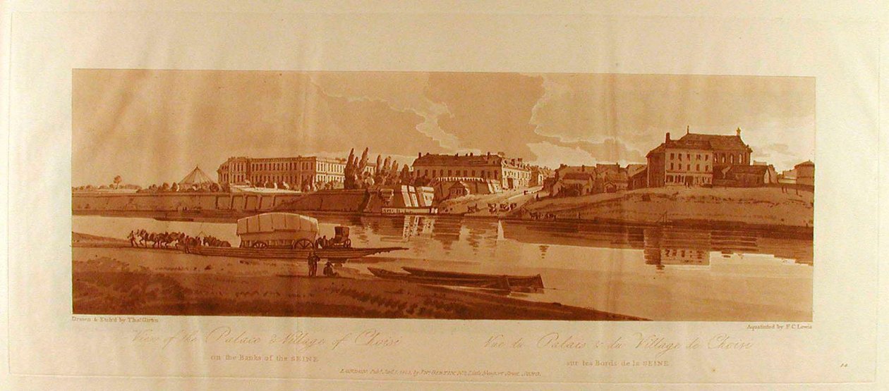 Ansicht des Palastes und Dorfes Choisi am Ufer der Seine autorstwa Thomas Girtin