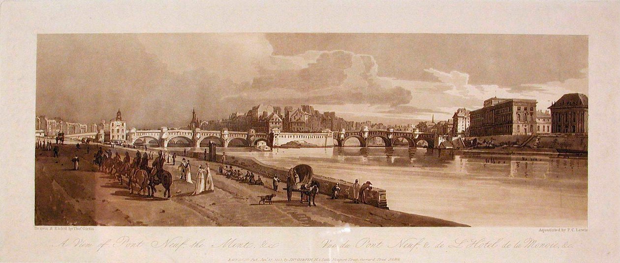 Widok na Pont Neuf, mennicę itd. autorstwa Thomas Girtin