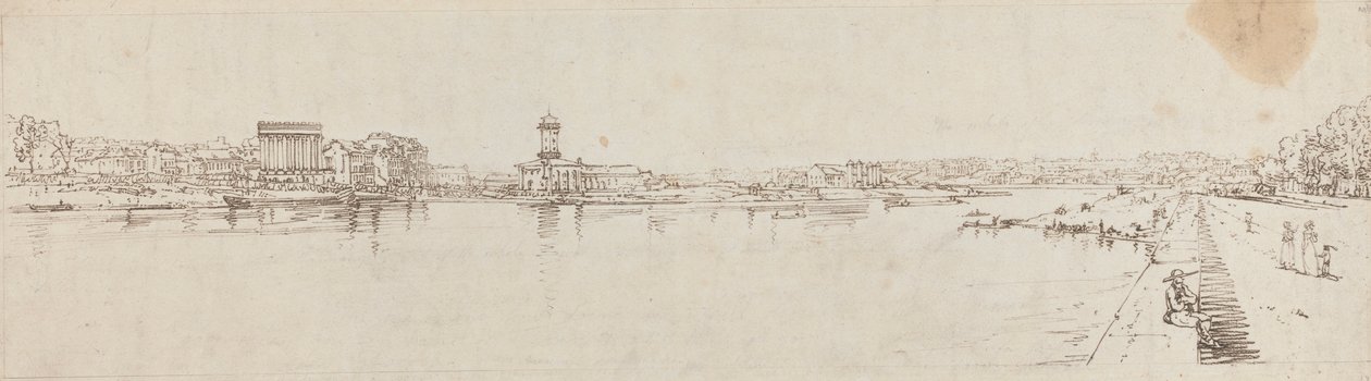 Widok wioski Chaillot z Pont de la Concorde autorstwa Thomas Girtin