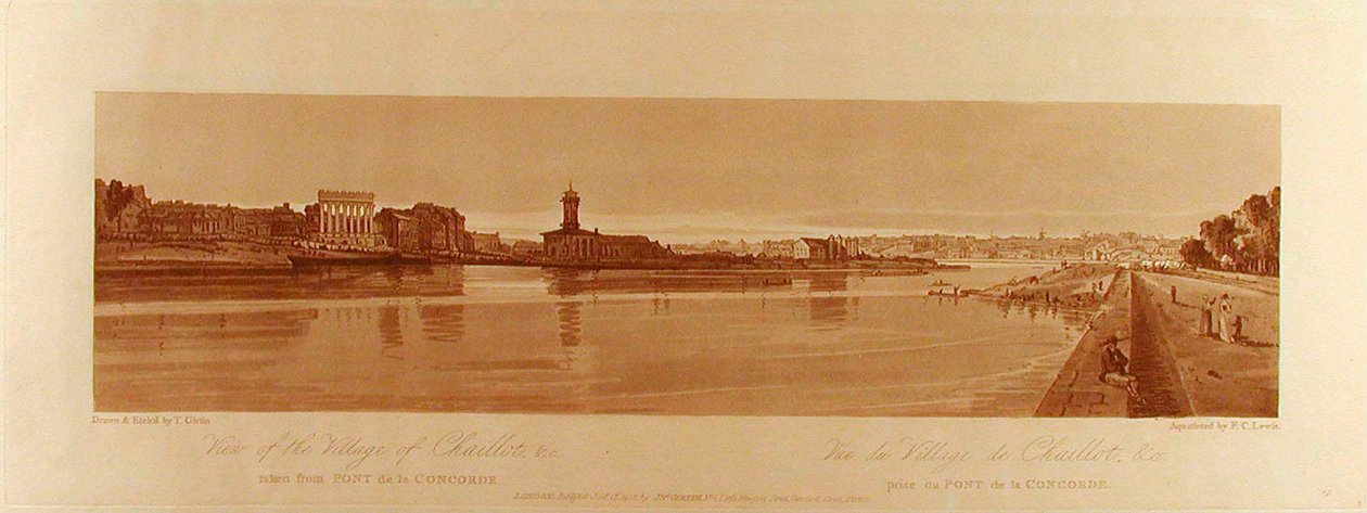 Ansicht des Dorfes Chaillot &c vom Pont de la Concorde aus gesehen autorstwa Thomas Girtin