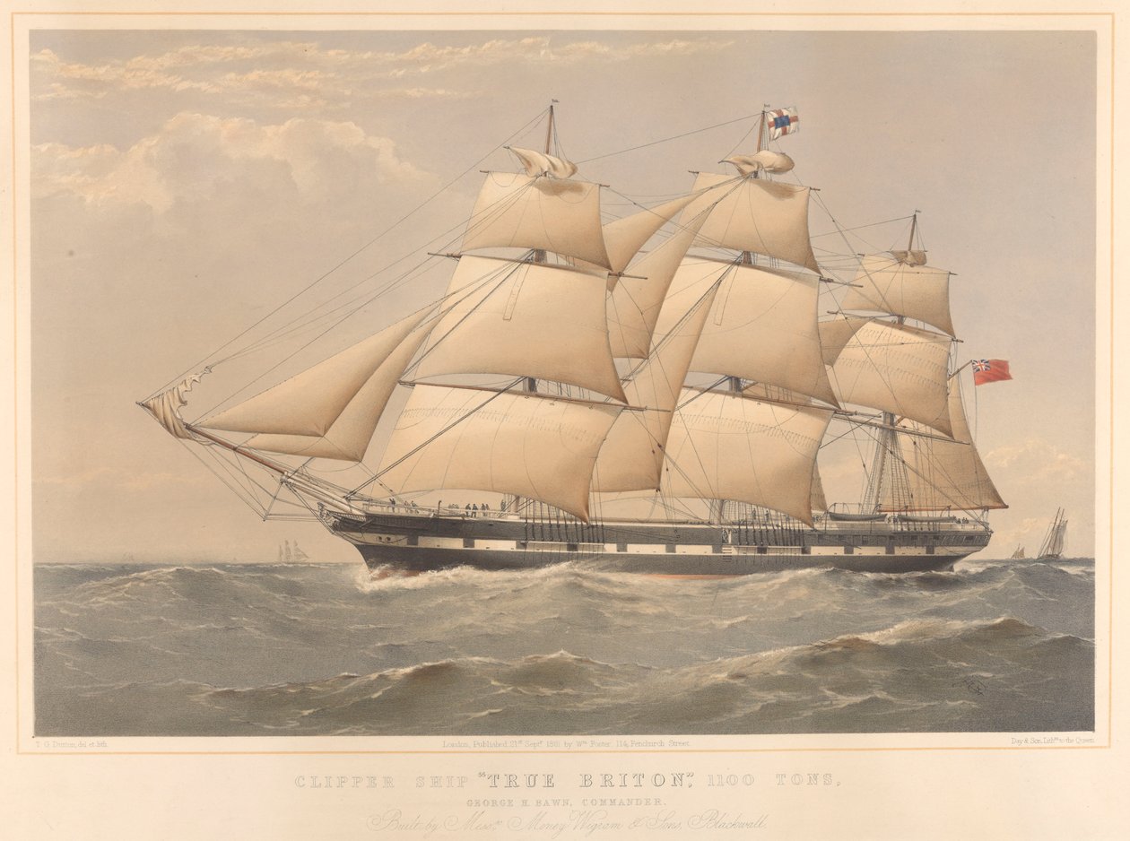 Kliperowiec True Briton 1100 ton, autorstwa Thomas Goldsworth Dutton