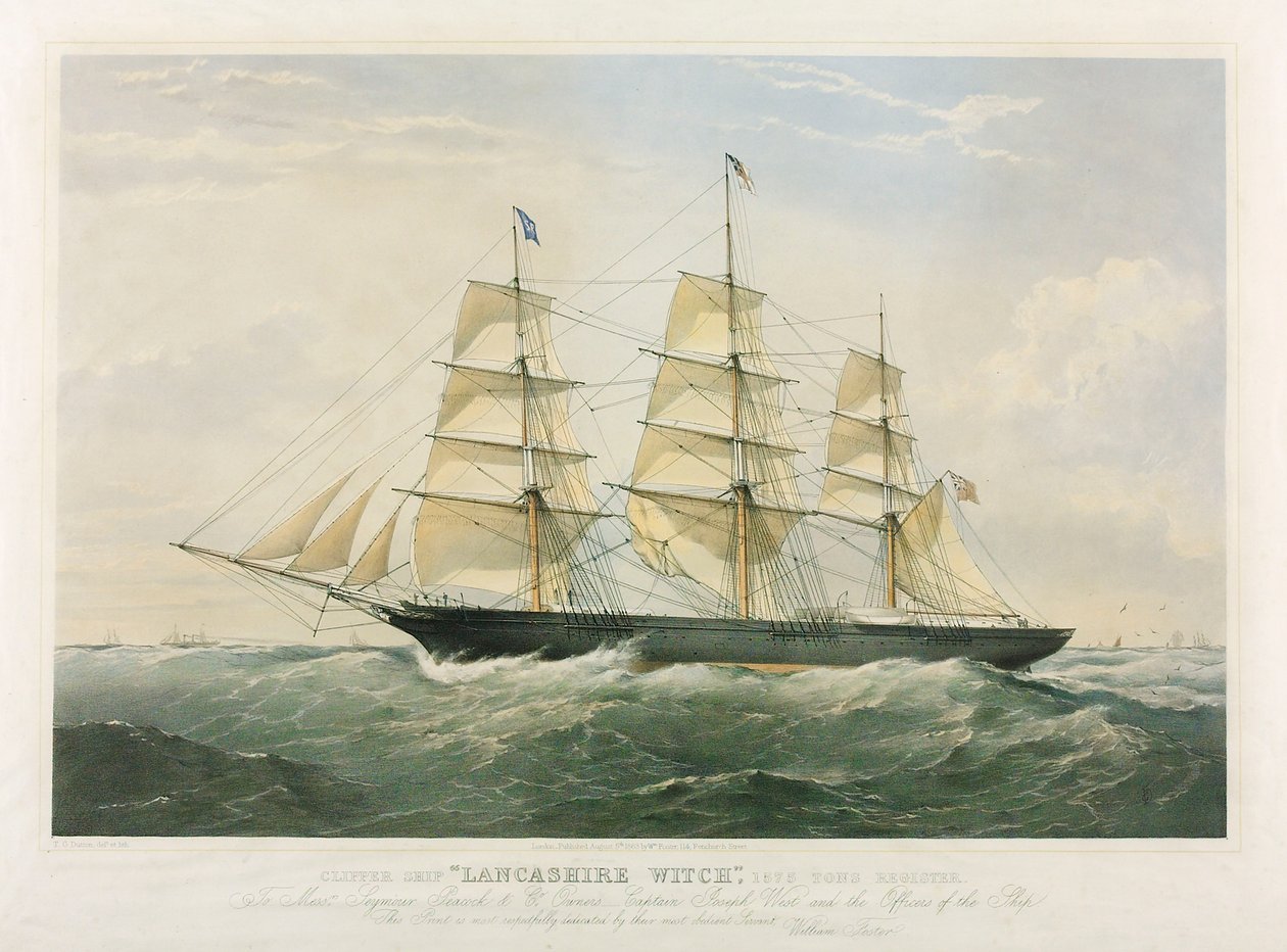 Kliper "Lancashire Witch" o wyporności 1575 ton autorstwa Thomas Goldsworth Dutton