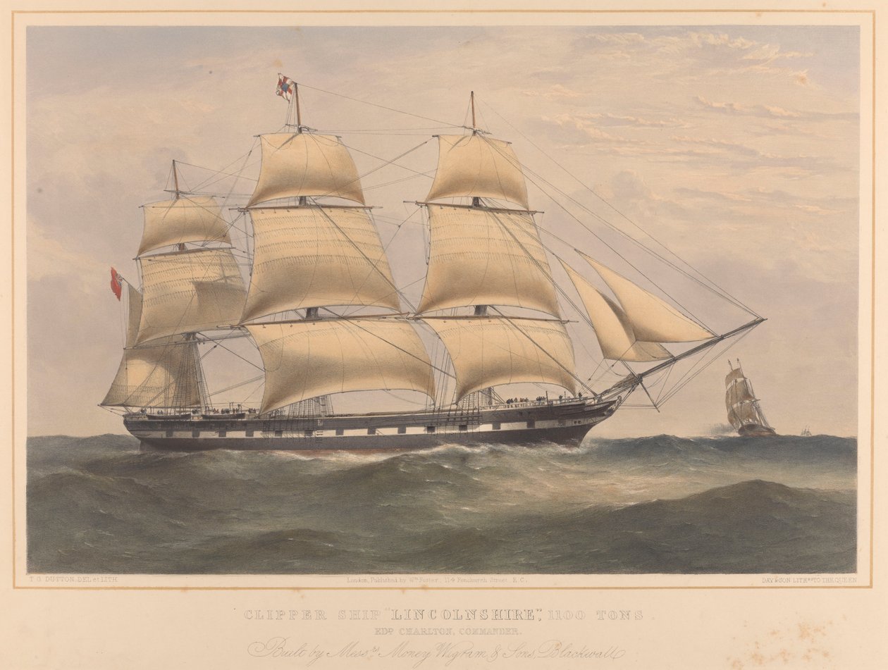Kliper "Lincolnshire" (1858) 1100 ton, ok. 1858 r. (litografia) autorstwa Thomas Goldsworth Dutton