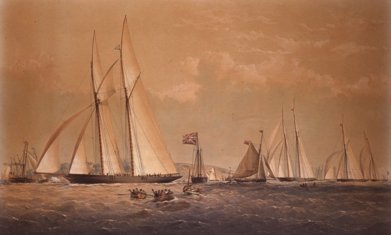 Zwycięski wyścig jachtów Anglo American w Cambrii, 1868 r autorstwa Thomas Goldsworth Dutton