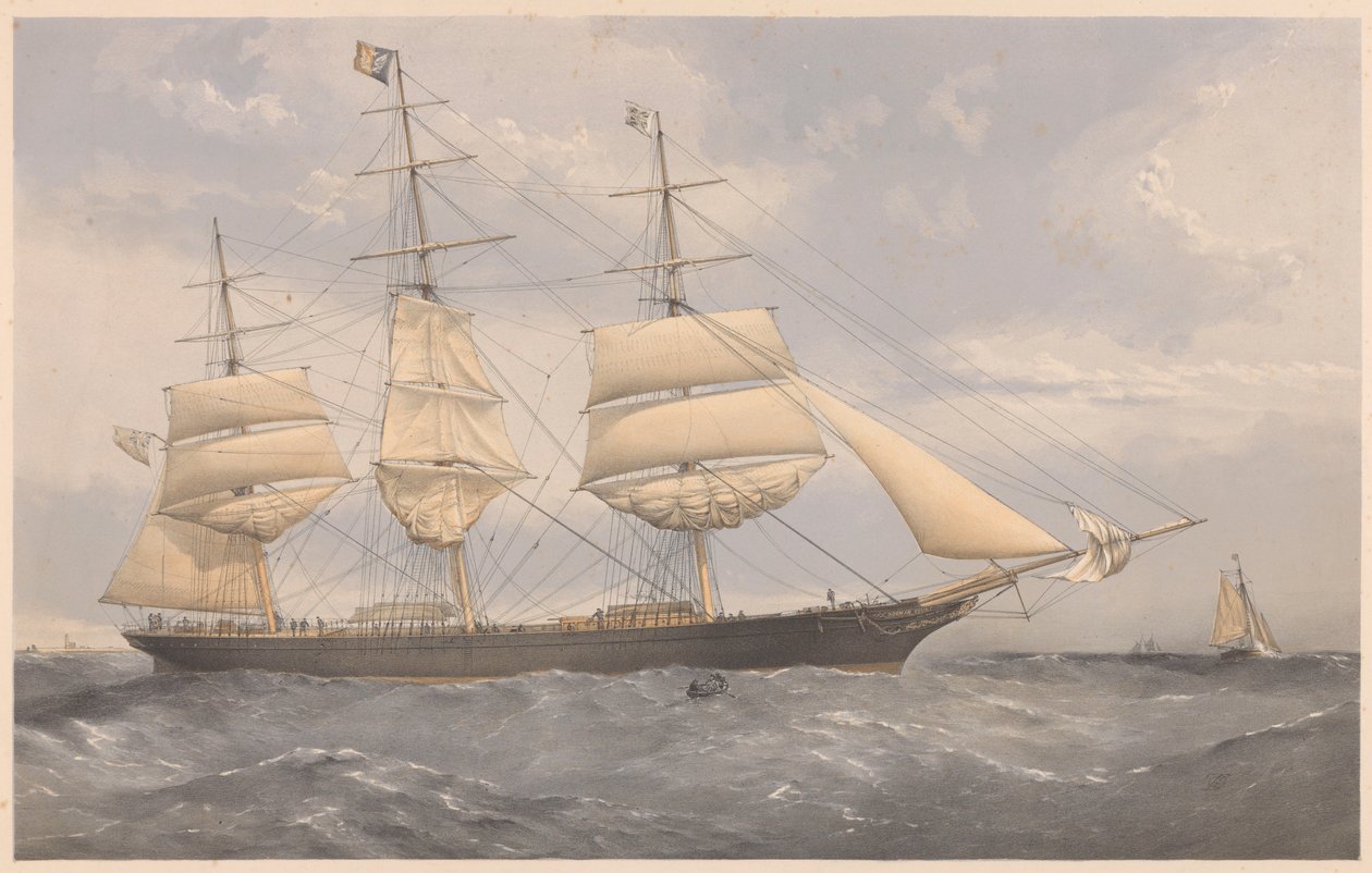 Kliper Norman Court, ok. 1868-74 (litografia barwna, grafit) autorstwa Thomas Goldsworth Dutton