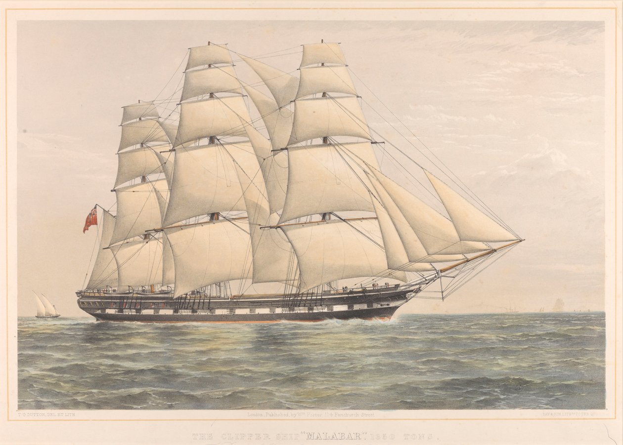 Kliper Malabar 1350 ton autorstwa Thomas Goldsworth Dutton