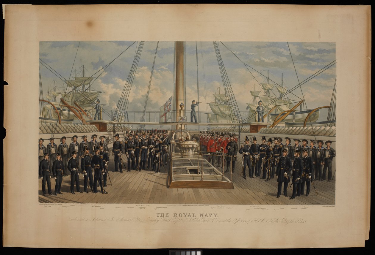 Królewska Marynarka Wojenna. Dedykowany Admirałowi Sir Thomasowi Sabrine Pasley... z H.M.S. The Royal Oak autorstwa Thomas Goldsworth Dutton