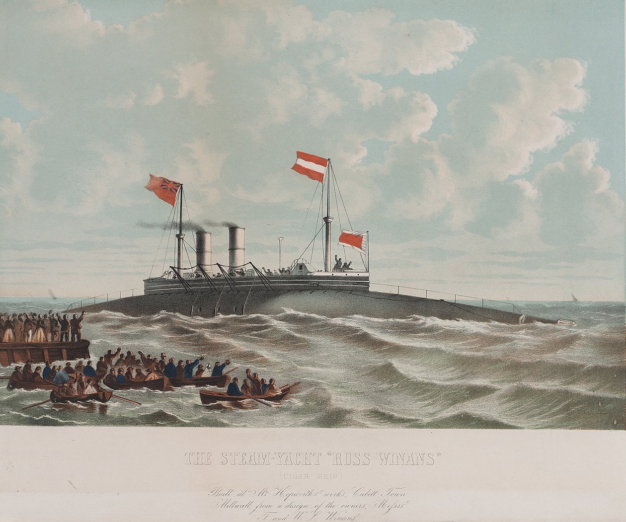 Jacht parowy Ross Winan (cygarowiec), zbudowany w Millwall (Anglia). Litografia (33,1x43,4 cm), autor: Thomas Goldsworth Dutton (ok. 1819-1891) autorstwa Thomas Goldsworth Dutton