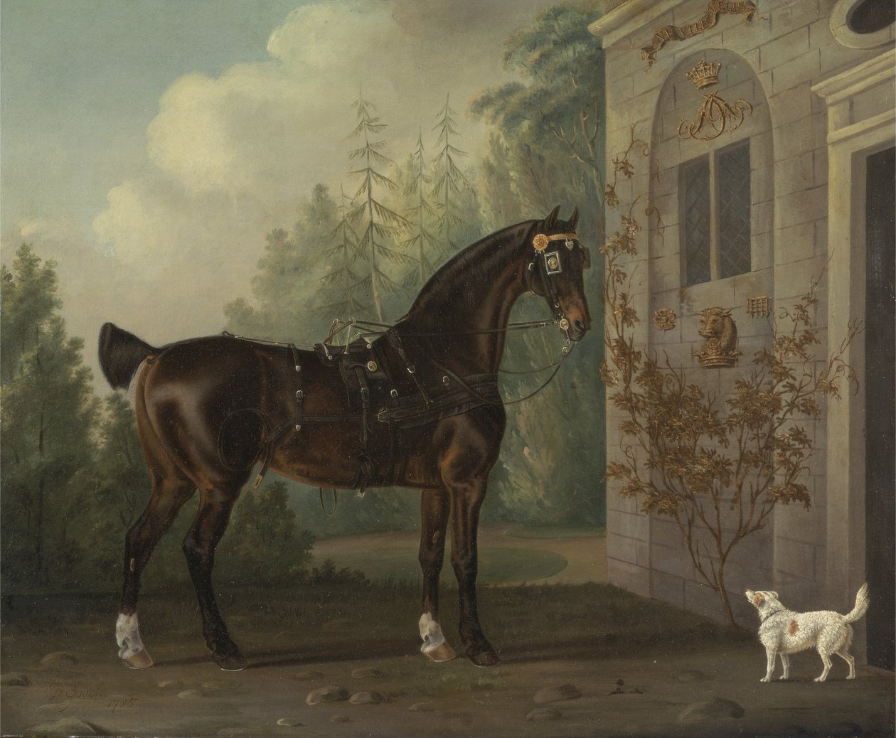 Lord Abergavenny Dark Bay Powóz Koń z terierem autorstwa Thomas Gooch