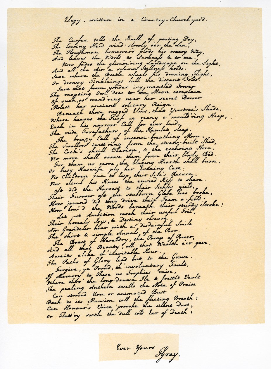 Elegia, napisana na wiejskim cmentarzu, 18 grudnia 1750. autorstwa Thomas Gray