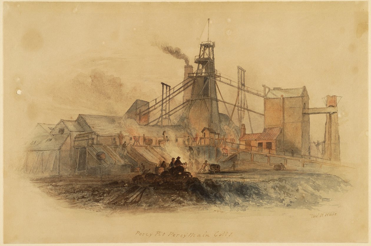 Percy Pit, Percy Main Colliery (akwarela na papierze) autorstwa Thomas H. Hair