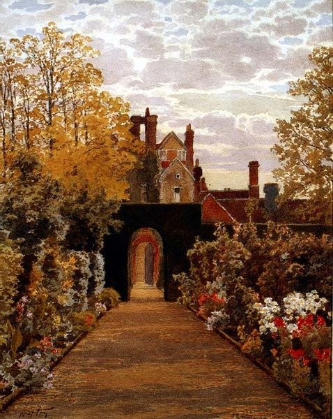 Październikowy poranek w ogrodach, Loseley, Surrey autorstwa Thomas H. Hunn