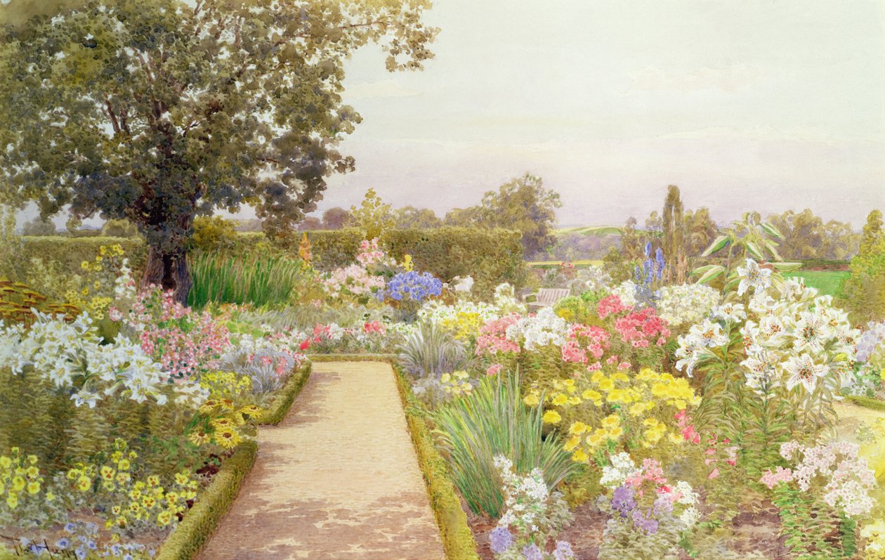 The Lily Border w Great Tangley Manor, Surrey autorstwa Thomas H. Hunn