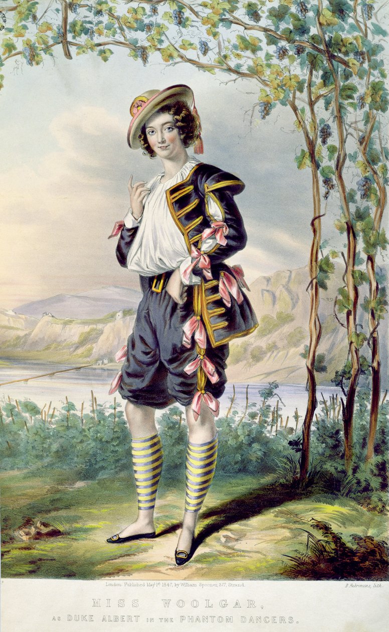 Panna Woolgar jako Duke Albert w „The Phantom Dancers”, grawerowana przez D. Fabroniusa, 1847 autorstwa Thomas Harrington Wilson