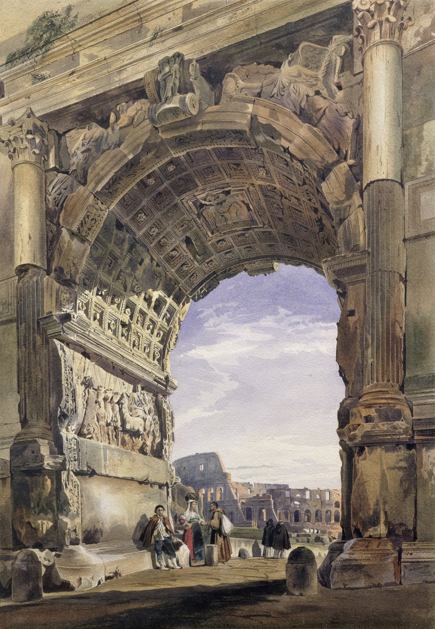 Łuk Tytusa, Rzym, 1842 autorstwa Thomas Hartley Cromek