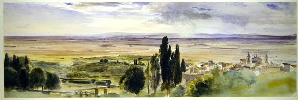 Frascati z Willi Aldobrandini (akwarela na papierze) autorstwa Thomas Hartley Cromek