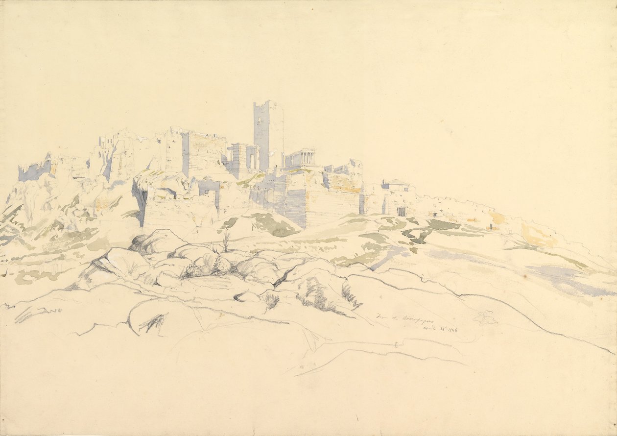 Akropol z Areopagu, Ateny, 24 kwietnia 1846 r. autorstwa Thomas Hartley Cromek
