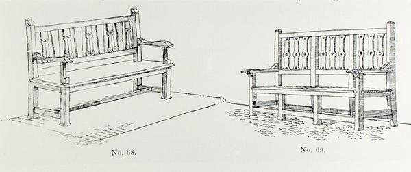 Ławki ogrodowe, z „The Art and Craft of Garden Making” Thomasa Mawsona, opublikowane w 1900 r. (rycina) (zdjęcie czarno-białe) autorstwa Thomas Hayton Mawson