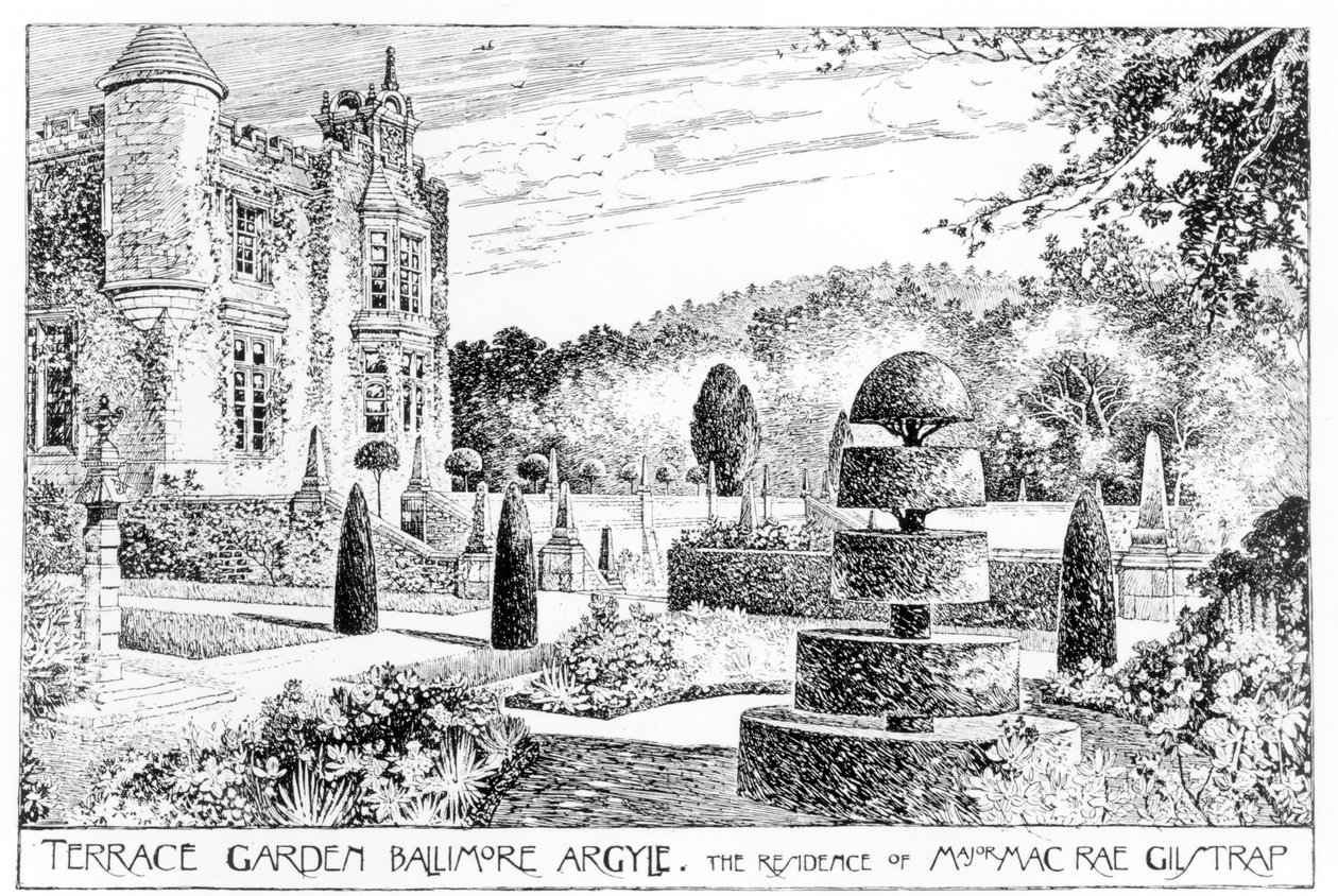 Terrace Garden Ballimore, Argyle, z książki Thomasa Mawsona „The Art and Craft of Garden Making”, opublikowanej w 1900 r. (patrz także 171947) autorstwa Thomas Hayton Mawson