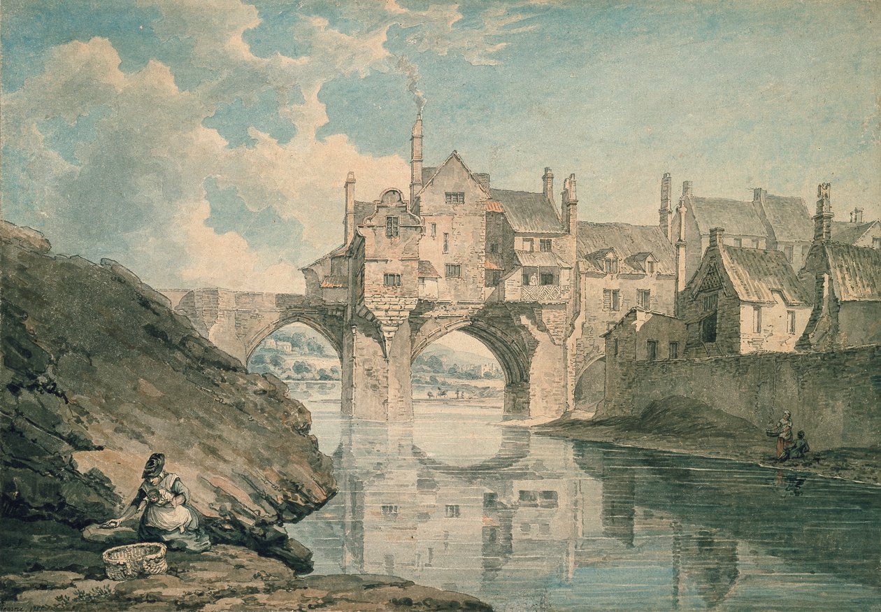 Elvet Bridge, Durham, 1781 autorstwa Thomas Hearne