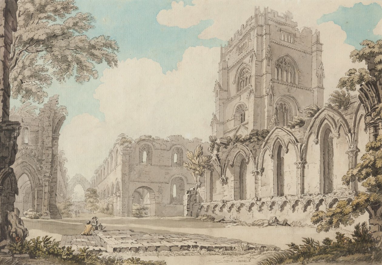 Fountains Abbey, data nieznana (akwarela na papierze) autorstwa Thomas Hearne