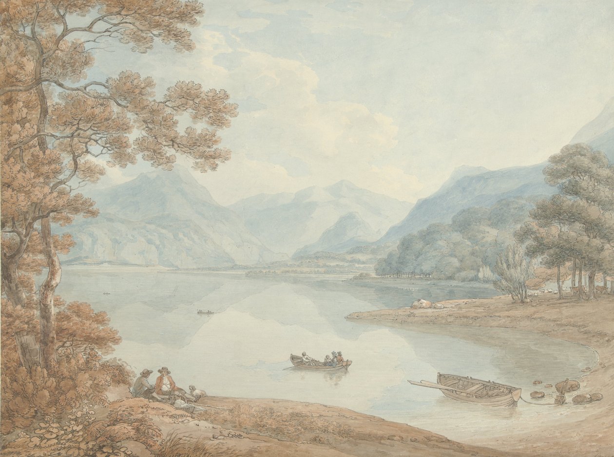 Widok Derwent Water, w kierunku Borrowdale (Cumberland) autorstwa Thomas Hearne