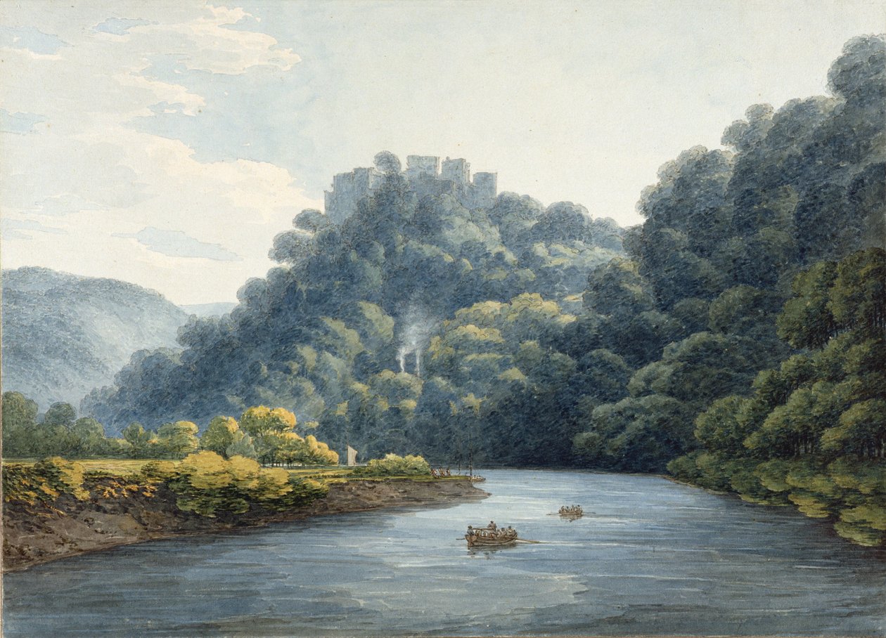 Goodrich Castle on the Wye (toaleta, długopis i atrament, kreda i ołówek na papierze) autorstwa Thomas Hearne