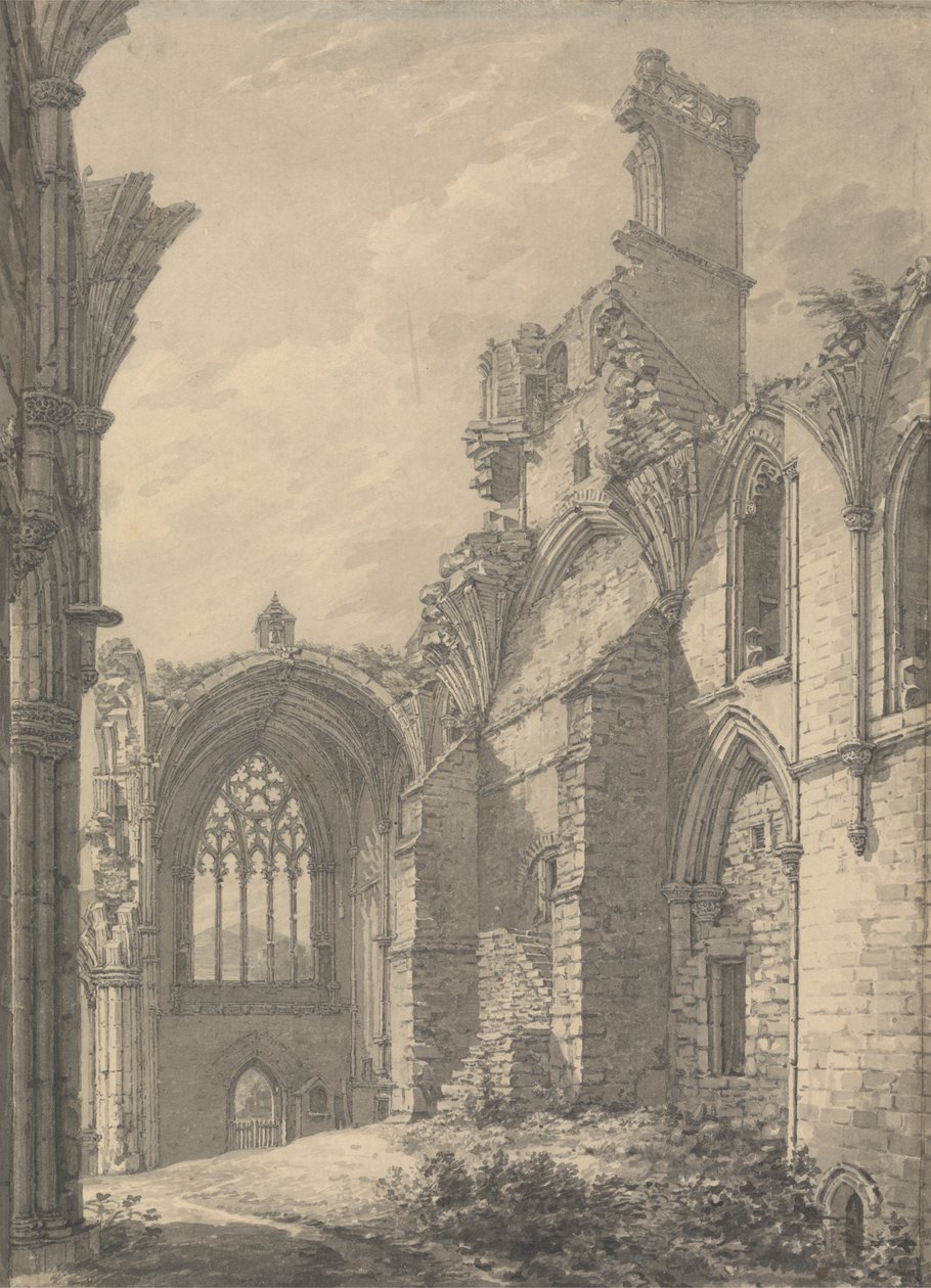 Transept opactwa Melrose, 1778 w pobliżu Old Melrose nad rzeką Tweed, Roxburgh autorstwa Thomas Hearne