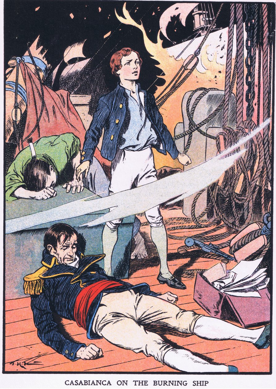 Casabianca (kolorowa litografia) autorstwa Thomas Heath Robinson